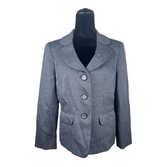 Le Suit Jackets & Blazers - Le Suit Petite Women's Three-Button Gray Blazer Size 14P